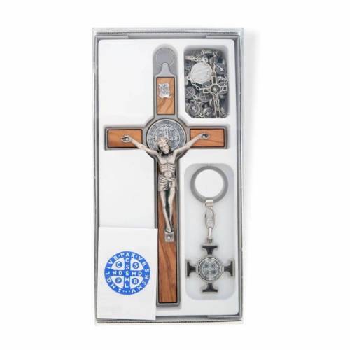 KIT San Benedetto: croce, rosario e portachiavi