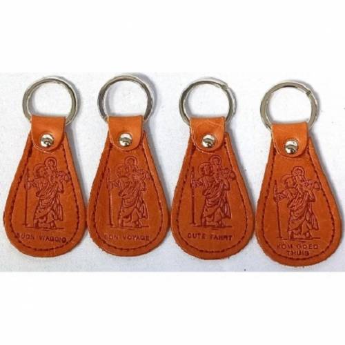 Teardrop leather key ring with embossed image