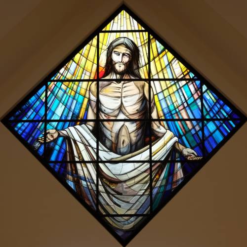 Jesus Resurrection stained glass window
