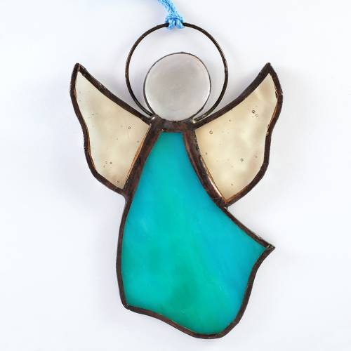 Hanging stained glass angels