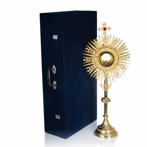 BRASS MONSTRANCE WITH DECORATED BASE - CLASSIC DESIGN