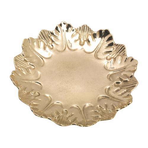 Brass leaf candle plate