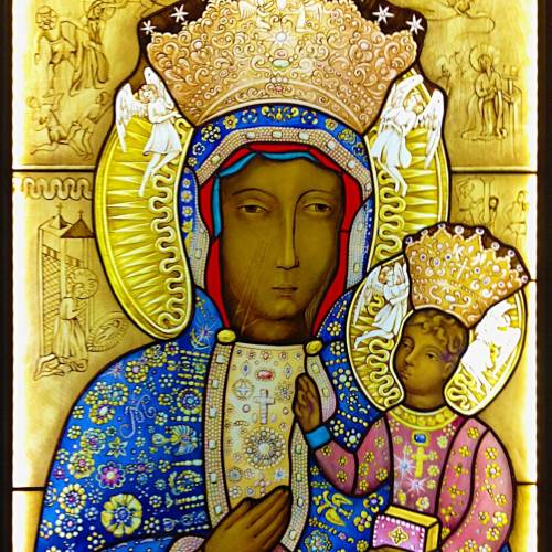 Stained Glass black Madonna