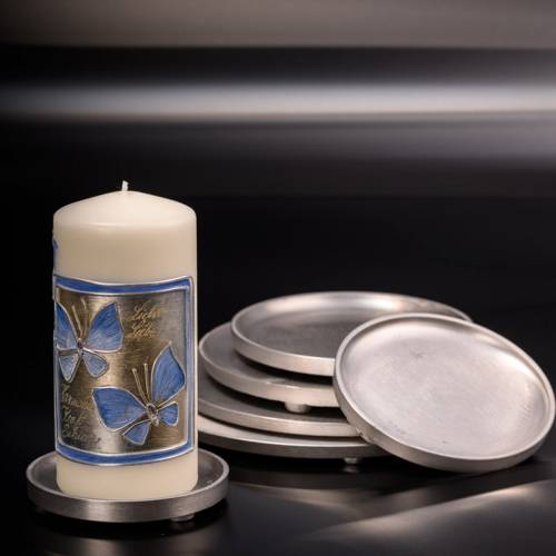 Matte aluminium candle plate D 14 cm