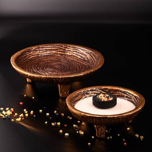 Gold black aluminium incense bowl