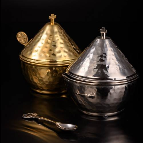 Niklowana Mosiężna Łódka na Kadzidło
