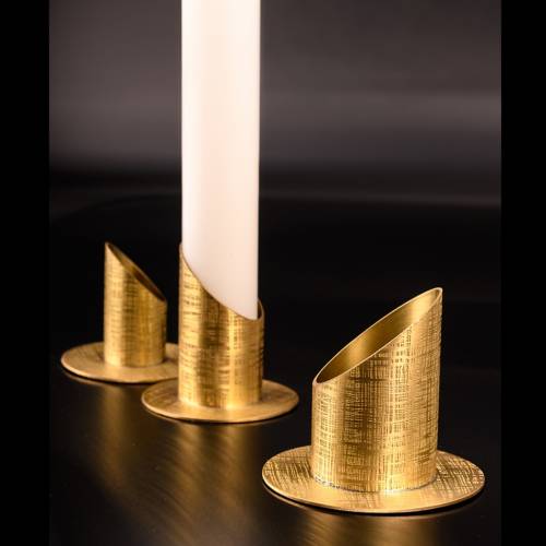 Candlestand gold with lines