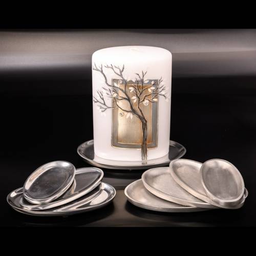 Matte silver candle saucer