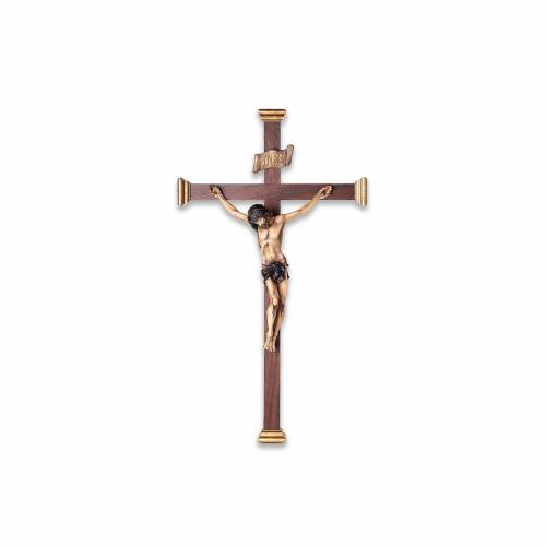 Aged Cross in Baroque Mahogany Wood with resin body