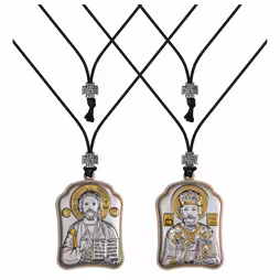 Christ - St. Nikolas Pendant Icon. Silver 999. Gold.