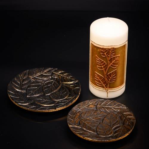 Coaster Alu black/gold D 12 cm