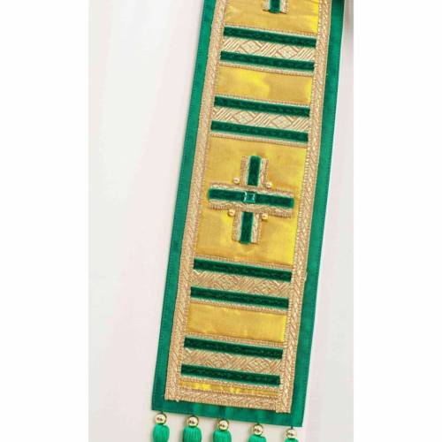 Stola sacerdotale verde in seta con croci