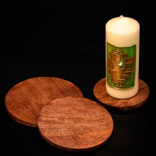 Dark mango wood coaster D 10 cm