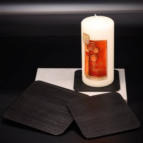 Square black aluminium coaster