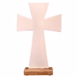 Biały Krzyż z Drewnianą Podstawą