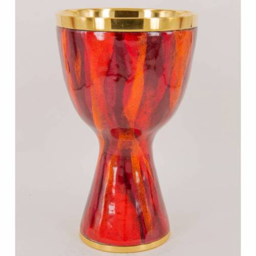 Brass Chalice "Genesis" Red Fire enameled 