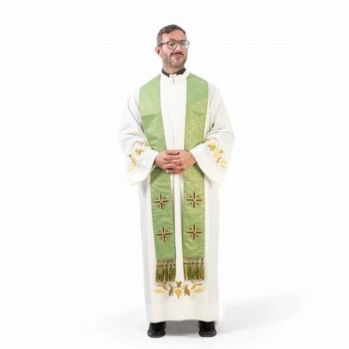Green clergy stole with gold crosses