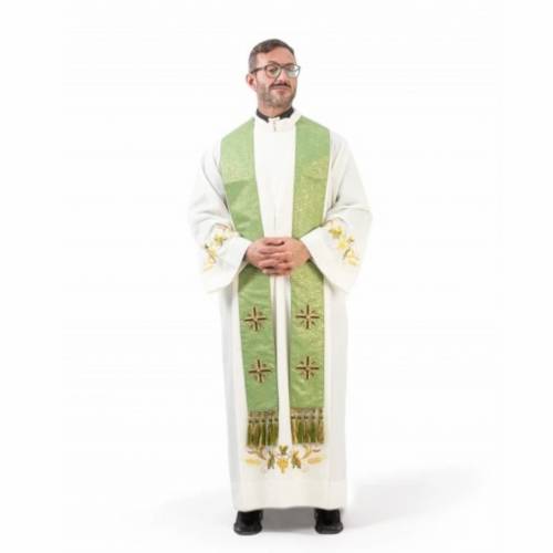 Zielona Stuła Kapłańska ze Złotymi Krzyżami