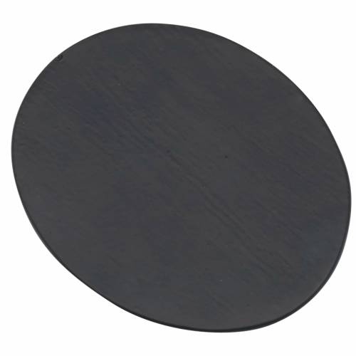 Black oval aluminium coaster