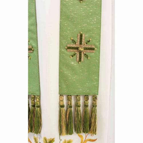 Green clergy stole with gold crosses
