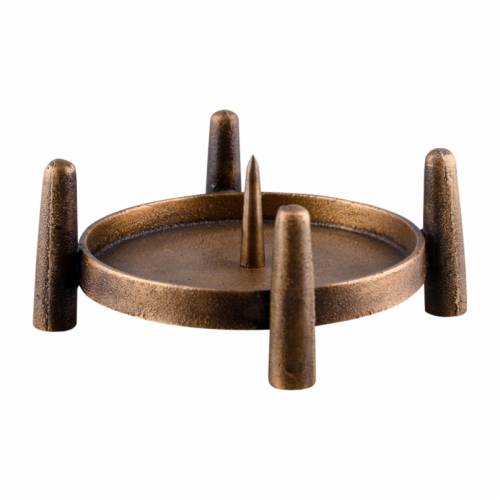 Postarzały Mosiężny Świecznik Ołtarzowy D 10 cm