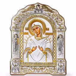 VM 7 Swords Arch Icon with a frame. Painted face. Silver 999. Gold.