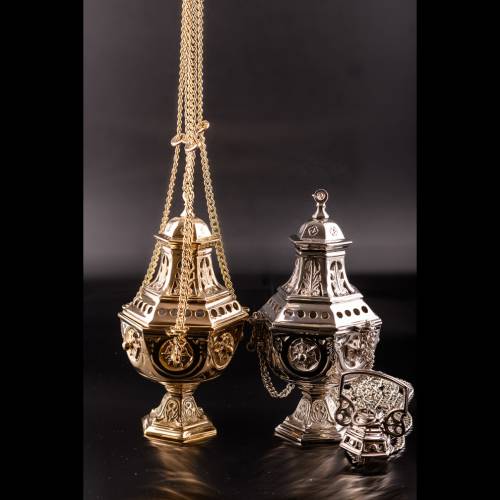 Nickel plated Thurible h 27 cm