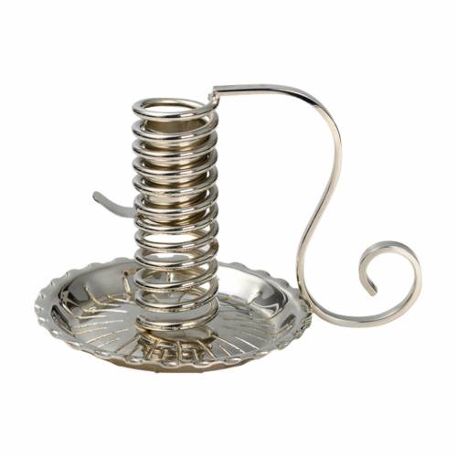 Spiralny Niklowany Świecznik