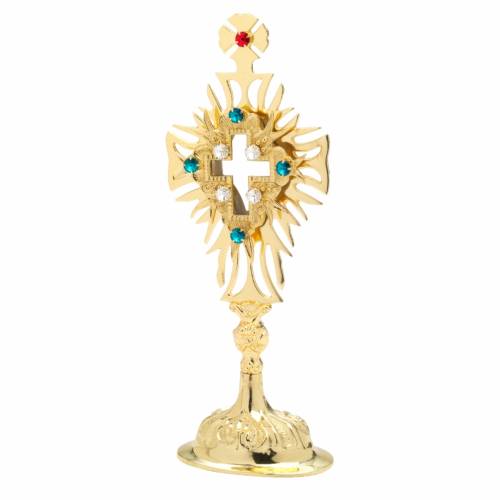 Relikwiarz Złocony z Kamieniami H 30 cm