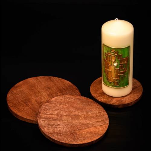 Mango wood candle plate D 14 cm