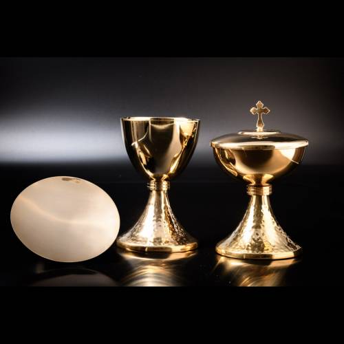 Chalice with paten golden plated H 19,5 cm