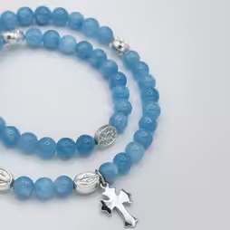 Double Wrap Rosary Bracelet with Silver 925 Cross