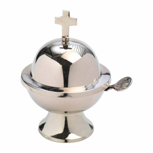 Niklowana Łódka z Krzyżem H 13 cm