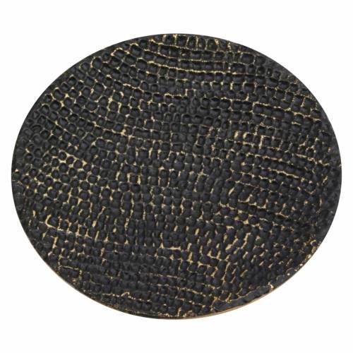 Aluminium coaster black/gold D 12 cm