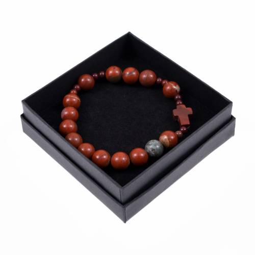 Bracelet - single decade rosary - natural stone - Red Jasper - Pietra 