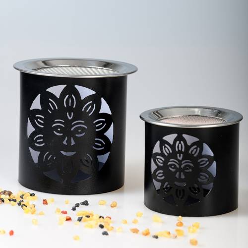 Black incense burner with sun