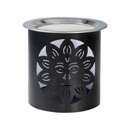 Black incense burner with sun
