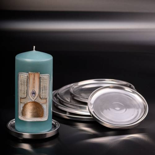 Polished aluminium candle plate D 21 cm