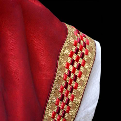 Red silk woven dalmatic