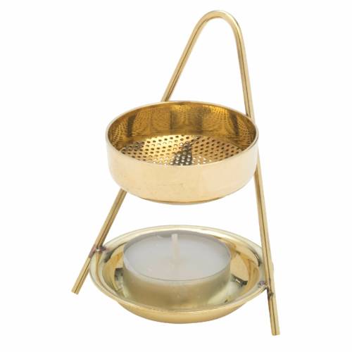 Golden brass incense burner H 10 cm