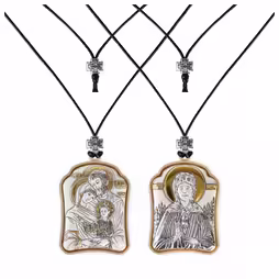 Sacra Famiglia - Santa Matrona Ciondolo icona. Argento 999. Oro.