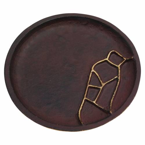 Coaster Alu winered/gold D 14 cm