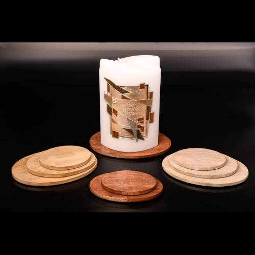 Mango wood coaster oval 17x12 cm