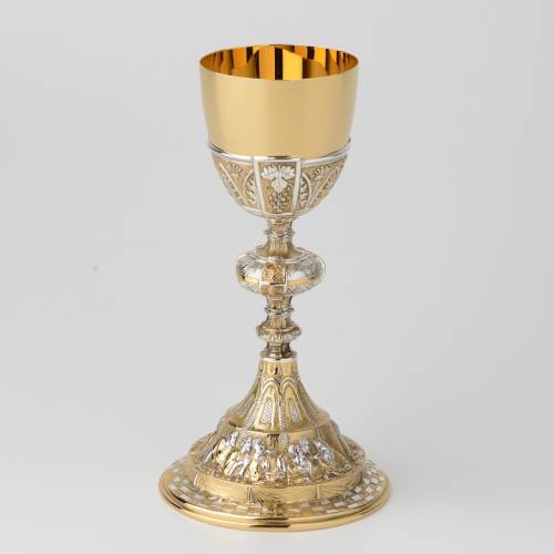 Chiseled brass Chalice Last Supper 
