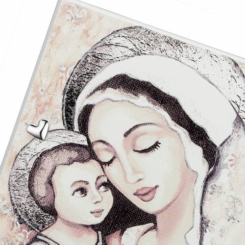 Wood and Silver "Madonna and Child" Painting for Wall