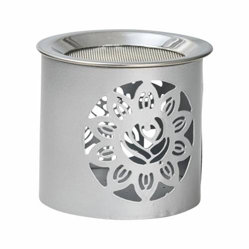 Incense burner silver iron flower