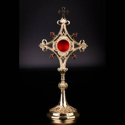 Relikwiarz Złocony z Kamieniami H 30 cm