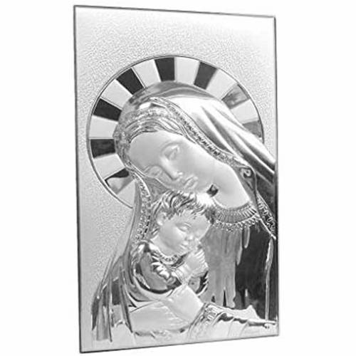 Madonna with Child Icon Laminated Silver - Small