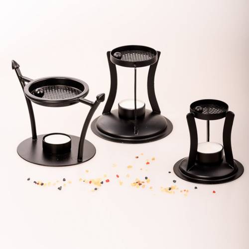 Incense burner black H 10 cm