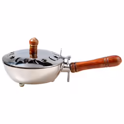 Incense pan nickel plated with wooden handle